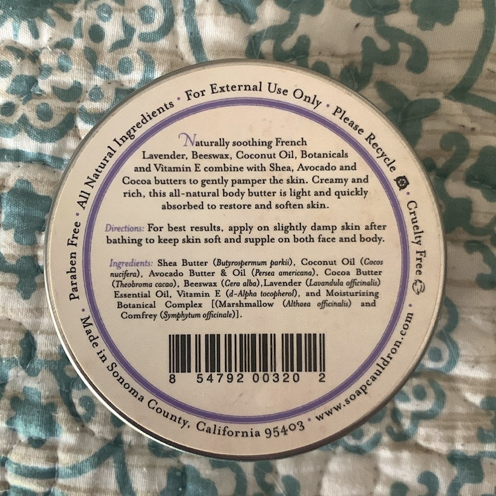 NWT Three Sisters Apothecary Sonoma County CA French Lavender Body Butter Lotion - Picture 2 of 4